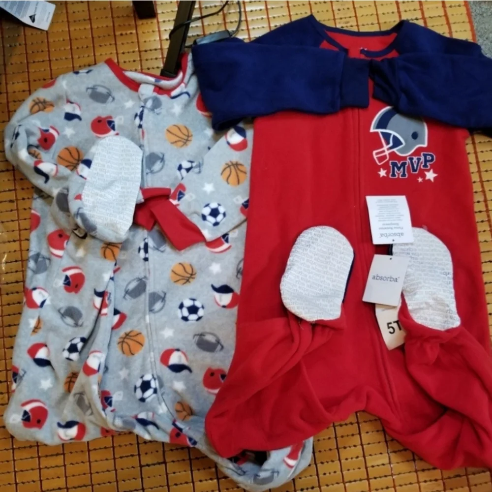 Absorba Baby Boys 2 Piece Bundle Blanket Sleeper nwt 5t sports